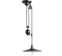 Retro Kitchen Island Pulley Suspended Rise And Fall Hangging Light, Black Metal Water Pipe Chandelier Adjustable Industrial Vintage Loft Ceiling Pendant Light, E27 Edison Antique Dining Room Ba