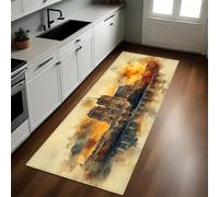 Retro Kitchen Rug Parisian ancient architecture Non-Slip Washable Mat 60 x 180 cm for Kitchen, Hallway, Living Room, Bedroom, Bathroom