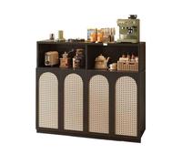 Retro Kitchen Sideboard Buffet le Sto Unit with 4 Doors and Cartments for Living Room or Dining Room Floor Standing or Wall Mounted (Nero)