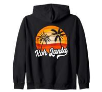 Retro Koh Lanta Sunset Palm Trees Vintage Travel Design Zip Hoodie