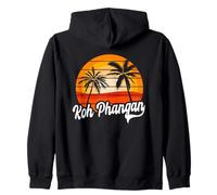 Retro Koh Phangan Sunset Palm Trees Vintage Travel Design Zip Hoodie