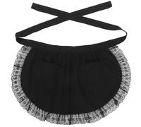 Retro Lace Apron for Women with Pockets Stylish Black Frilly Kitchen Apron for Cooking and Cosplay