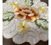 Retro Lace Placemats,4Pcs 15x15cm Floral Embroidery Polyester Coasters Dining Table Placemats Yellow