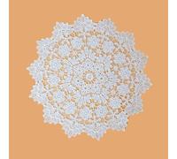 Retro Lace Placemats,4Pcs Round Hollow French Embroidery Lace Coasters Nightstand Tablecloth Placemats Ethnic Style Ornament 40x40cm Style 1