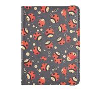 Retro Ladybugs Circles on Gray Background Leather Passport Holder Cover Wallet Secure Hidden Passport Covers for Men Trip Essentials