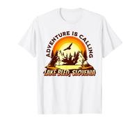 Retro Lake Bled Slovenia "Adventure Is Calling" Hiking T-Shirt