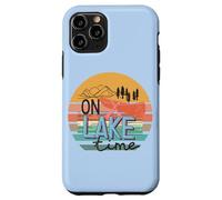 Retro Lake Time Canoe Paddle Sunset Mountain Graphic Case for iPhone 11 Pro