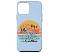 Retro Lake Time Canoe Paddle Sunset Mountain Graphic Case for iPhone 12 mini
