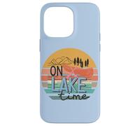 Retro Lake Time Canoe Paddle Sunset Mountain Graphic Case for iPhone 14 Pro Max