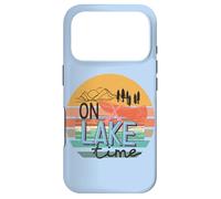 Retro Lake Time Canoe Paddle Sunset Mountain Graphic Case for iPhone 17 Pro
