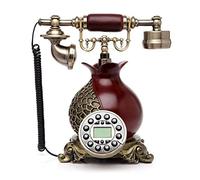 retro landline phone, Antique Push Button Telephone Desktop Dial Up Phone Resin Metal Multicolor Gift Decor(Red)