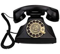 retro landline phone， Corded Rotary Telephone Retro Classic Style with Bell Ring Black and Pink 22×13×18cm
