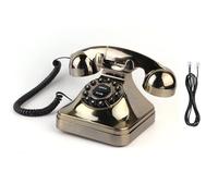 Retro Landline Phone Old Fashioned Push Button Dial Corded, Bronze Vintage Antique Telephone Landline Phone Decorative Desktop Caller for Home Office Hotel Decor