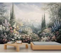 Retro Landscape Mural Jungle Wallpaper Victorian Flowers Wall Mural Commercial Hotel Poster Custom Wallpaper Massive Panoramic Wall Poster (Non-self-Adhesive)