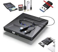 Retro Laptop CD DVD Player USB C 3.0 Portable CD Burner, Multifunctional External Optical Drive DVD Burner, 7-in-1 USB3.0/Typec, Ultra Slim Plug-and-Play with U Disk & Card Expansion (0.37in)