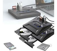 Retro Laptop CD DVD Player USB C 3.0 Portable CD Burner, Plug-and-Play Upgrade Retro Laptop Dvd Playe, 7-in-1 USB3.0/Typec Slim External Optical Drive with SD Card for Laptops & Desktop (2Pcs)