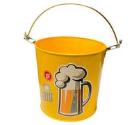 Retro Large Ice Cold Drinks Metal Bucket, Oval,Cylinder Party Beverage Tub with Handles, Available in Yellow, Red, Green, Natural Colors (Yellow Bucket)