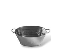 Retro Large Ice Cold Drinks Metal Bucket, Oval Party Beverage Tub with Handles, Available in Yellow, Red, Green, Natural Colors (GALVANISED Grey)