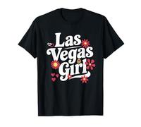 Retro Las Vegas Girl Flowers LV Throwback City T-Shirt