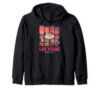 Retro Las Vegas Nevada Skyline Vintage Desert Sunset Zip Hoodie