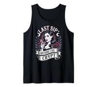 Retro Last Sip Before The Crypt Fun Halloween Gothic Vampire Tank Top