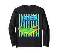Retro Later Gator Striped Preppy Alligator Summer Coastal Long Sleeve T-Shirt