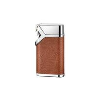 Retro Leather EDC Lighter - Multi-Mode Kerosene Lighters (Soft Flame), Vintage Metal Windproof Casing (for Outdoor Survival), Gift for Men (Fuel Not Included)(Brown3)