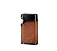 Retro Leather EDC Lighter - Multi-Mode Kerosene Lighters (Soft Flame), Vintage Metal Windproof Casing (for Outdoor Survival), Gift for Men (Fuel Not Included)(Brown4)