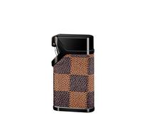 Retro Leather EDC Lighter - Multi-Mode Kerosene Lighters (Soft Flame), Vintage Metal Windproof Casing (for Outdoor Survival), Gift for Men (Fuel Not Included)(Brown2)