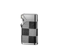 Retro Leather EDC Lighter - Multi-Mode Kerosene Lighters (Soft Flame), Vintage Metal Windproof Casing (for Outdoor Survival), Gift for Men (Fuel Not Included)(Black1)