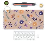 Retro Leaves and Flowers Desk Mat Big Mouse Mat with Non-Slip Rubber Base Smooth Face Large Mouse Pad for Desk 80X40 CM Mousemat Decor Accessories Office Gifts Mousepad for School Home Office Gaming
