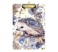 Retro Leaves Hedgehog A4 Glass clipboard Plastic for Nursing Student Trade Quest Gold 9 x 12 in