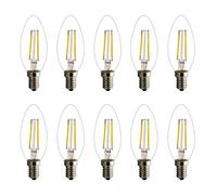 Retro LED Filament Candle Light Bulb, E14, 2 W Equivalent to 15 Watt, Warm White 2700 K - 3000 K, 180 Lumen, Pack of 10