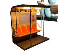 Retro LED Subway Train Lamp, Miniature with 3 Interchangeable Posters, Hidden Power Button, Glow Table Decor for Home Office Bedroom Dorm Playroom
