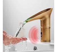 Retro LED Waterfall Basin Faucet - Touchless Hot & Cold Mixer Tap Antique Sink Faucet with Color Changing Lights for Bathroom - Stylish & Functional