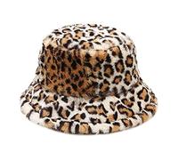 Retro Leopard Print Faux Hats Wide Brims Caps All-Match Fall Winter Bucket Hats for Women & Men Lovers Fisherman Hat for Women Big Head Black Fisherman Hat String Breathable Men Wool