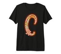Retro Letter C Initial Floral Monogram Boho Daisy 70s Premium T-Shirt