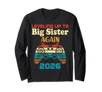 Retro Leveling Up To Big Sister Again 2026 Gaming Girls Long Sleeve T-Shirt
