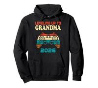 Retro Leveling Up To Grandma 2026 Baby Announcement Gifts Pullover Hoodie