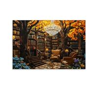 Retro Library Wall Art, Dark Academia Gothic Vintage Book Scene, Hanging Paintings Poster Moody Forest Print, Elegant Nostalgic Artwork for Indoor Space Wall Decor 08x12inch(20x30cm)