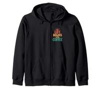 Retro Life Begins After Coffee Caffeine Humor Zip Hoodie