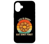 Retro Life Is Short Eat Simit First Simit Food Lover Case for iPhone 16 Plus