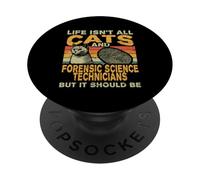Retro Life Isn't All Cats And Forensic Science Technician PopSockets Adhesive PopGrip