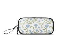 Retro Light Blue Floral Pattern William Morris Style Nylon Pencil Bags for Boys High Capacity Art Pencil Case Stationery for Elementary Kids