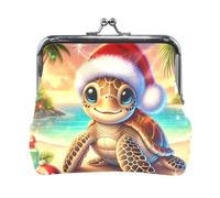 Retro Lighthouse Blue Coin Purses Coin Holder Case Organizer Purse with Clasp, Coin Wallet for Women, 4.5" X 4.1", Christmas Turtle Beach, One Size, Christmas Turtle Beach