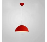Retro Lighting Ceiling Chaner, Semi-Circulared Metal Hanging Lamp Shade, E27 Screw Single Head Light, Restaurant Chotel Ceiling Lamp/Red/30Cm