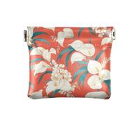Retro Lily Flowers Women's Leather Coin Purses Pouches Portable Jewelry Organizer for Women Boys Girls