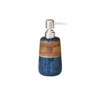 Retro Lines Ceramic Hand Soap Dispenser Kitchen Liquid Dispenser Bottle,Pump Jar Dispensers Refillable Hand Wash Dispensers For Bathroom, Countertop, Kitchen (Blue,420 ml)
