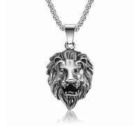 Retro Lion King Lion Head Titanium Steel Pendant Stainless Steel Plated 18K Gold Hip Hop HIOHOP Wearing Necklace