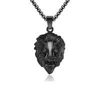 Retro Lion King Lion Head Titanium Steel Pendant Stainless Steel Plated 18K Gold Hip Hop HIOHOP Wearing Necklace